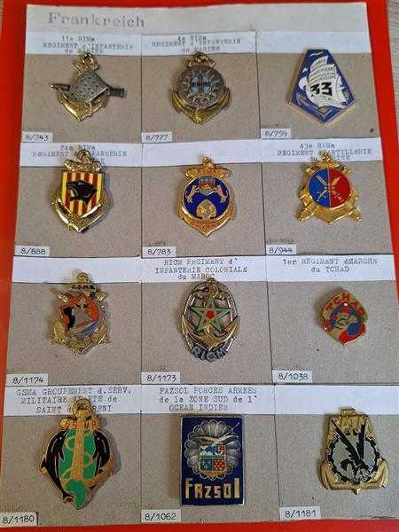 12x Frankreich France Regimentsabzeichen Kolonialtruppe Fremdenlegion Navy RIMA