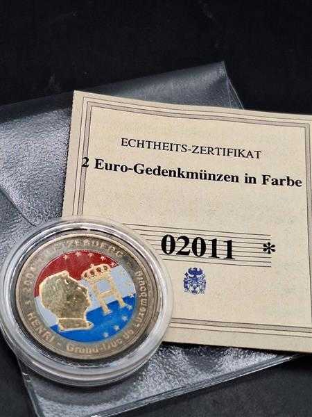 2 Euro Coloriert 2004 Letzeburg Henri Grand-Duc Luxembourg Kapsel + Zertifikat