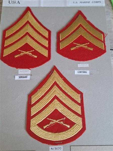 3x Amerika USA Patch Marine Corps Rangabzeichen Staff Sergeant Corporal