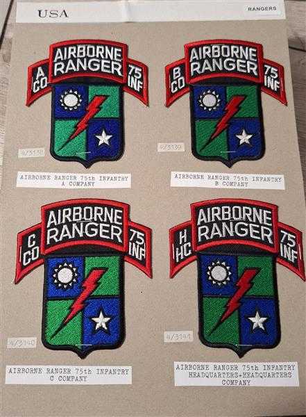 4x Amerika USA US Patch Airborne Ranger 75th infantry Regiment Headquarters RAR