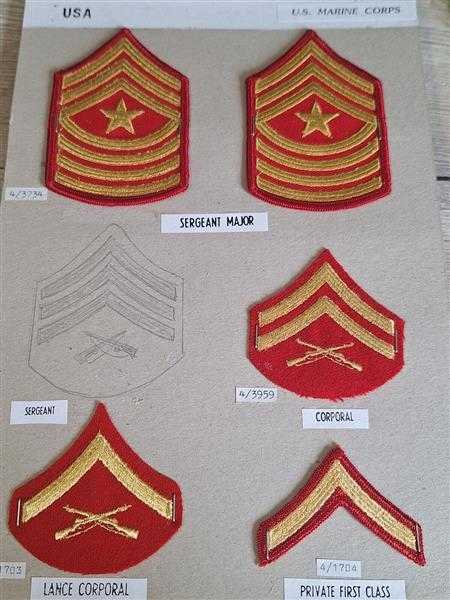 5x Amerika USA Patch Marine Corps Rangabzeichen Sergeant Major Corporal