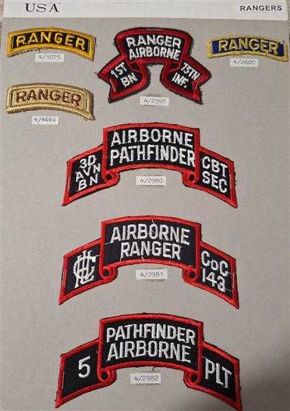 7x Amerika USA US Patch Ranger Airborne Pathfinder Ärmelabzeichen Soldat RAR