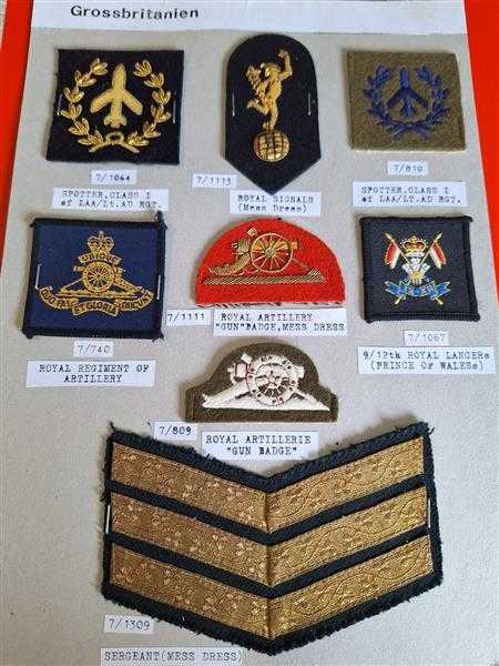 8x England Grossbritanien Uniform Badge Patch Royal Artillery Spotter Wales Gun