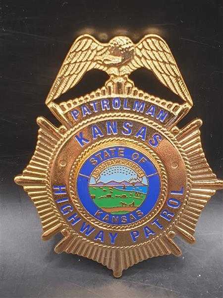 Patrolman Highway Patrol Kansas Police USA Polizei Badge Abzeichen Marke Insigne