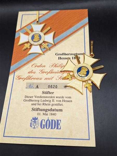 Großherzogtum Hessen 1840 Orden Philipp Großkreuz Militaria Sammleranfertigung