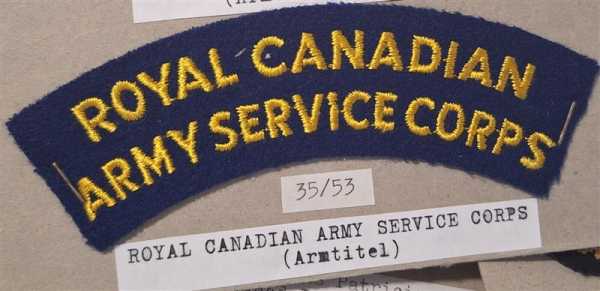 Kanada Canada Ärmelabzeichen Patch Royal Canadian Army Service Corps Armtitel