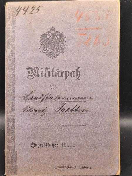 Militärpass 1917 Wehrpaß Ersatz Bataillon Landwehr Infanterie Regiment 1. Komp.