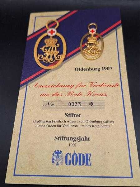 Oldenburg 1907 Verdienste um das Rote Kreuz Militaria Sammleranfertigung RAR