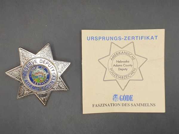 Reservce Deputy Nebraska Orden USA Polizei Police Badge Abzeichen Marke Insigne