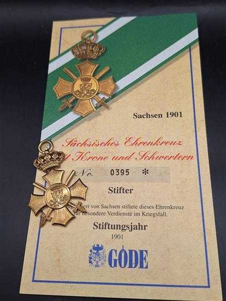 Sachsen 1901 Sächsisches Ehrenkreuz Krone Schwerter Militaria Sammleranfertigung