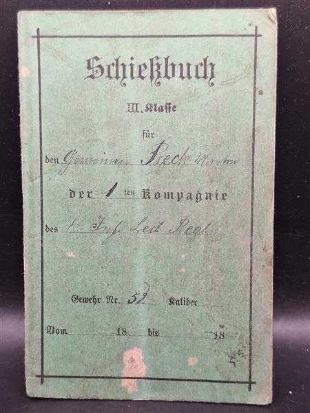 Schießbuch III. 3 Klasse 1. Kompagnie K. Infanterie Leib Regiment Militaria 1888