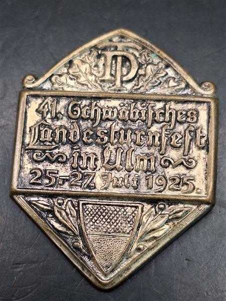 Turnfest Turnerbund 41. Schwäbisches Landesturnfest in Ulm 1925 Abzeichen Medal