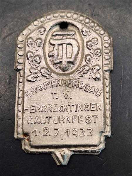 Turnfest Turnerbund Braunenberggau Herbrechtingen Gauturnfest 1933 Abzeichen