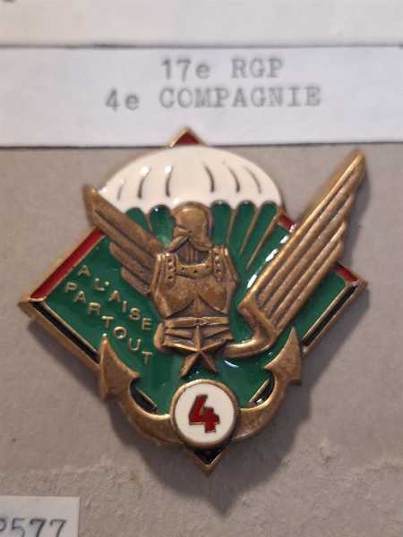 Frankreich France Orden Badge 17e Regiment 4e Compagnie Parachute RGP Springer