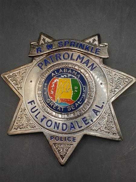 Sprinkle Patrolman AlabamaUSA Polizei Police Badge Abzeichen Marke Insigne Orden