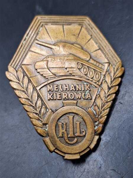 Polen Orden Polska Polski Badge KIL Mechanik Kierowca Panzerfahrer Tank RAR