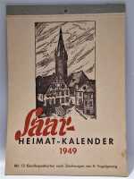 Saar Heimat Kalender 1949 mit 12 Künstlerpostkarten...