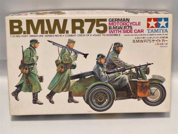 Tamiya 35016 German Motorcycle With Side Car BMW R75 1:35 Modellbausatz RAR