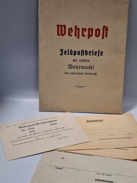 Wehrpost Feldpostbriefe an unsere Wehrmacht mit amtlichen Vordruck Tasche RAR