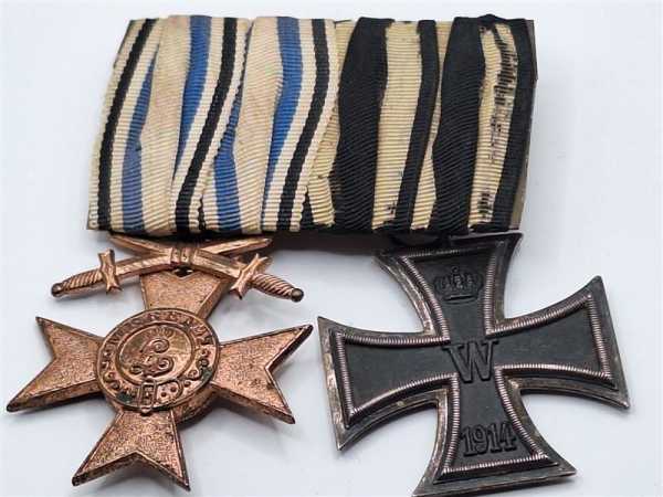 2er Ordenspange Bayrisches Verdienstkreuz Schwerter Merenti 1866 Eiserne Kreuz Z