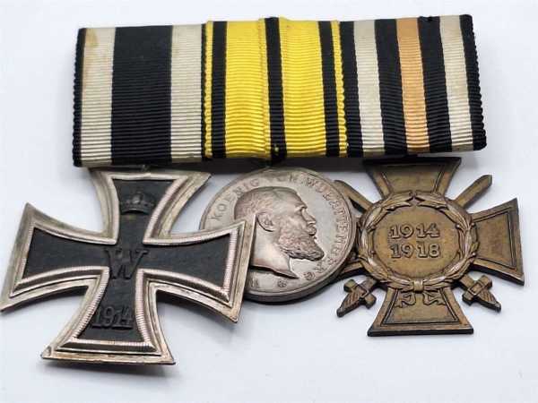 3er Ordensspange Eiserne Kreuz König Wuerttemberg Medaille Tapferkeit FEK 1. WK