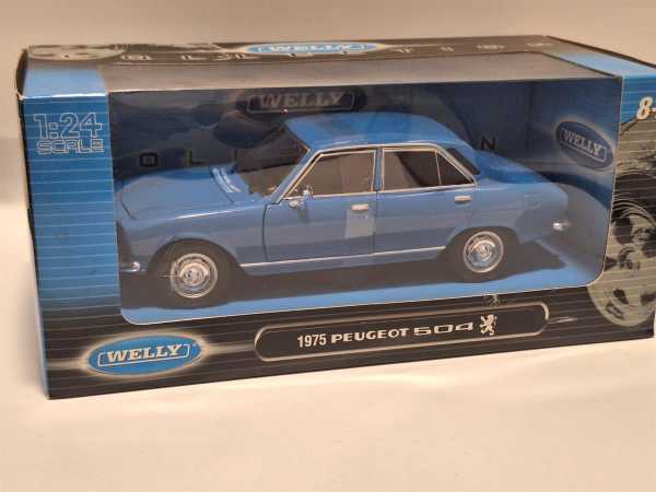 WELLY 1975 Peugeot 504 Blau Modellbau Fertigmodell Auto 1:24 OVP