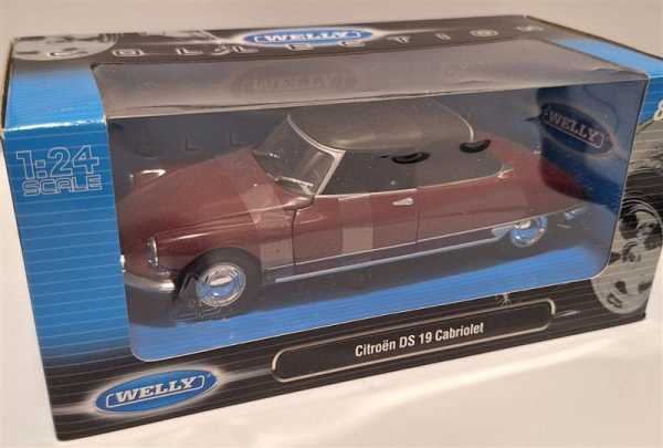 Welly Citroen DS 19 Cabriolet Dunkel Rot Modellbau Fertigmodell Auto 1:24 OVP