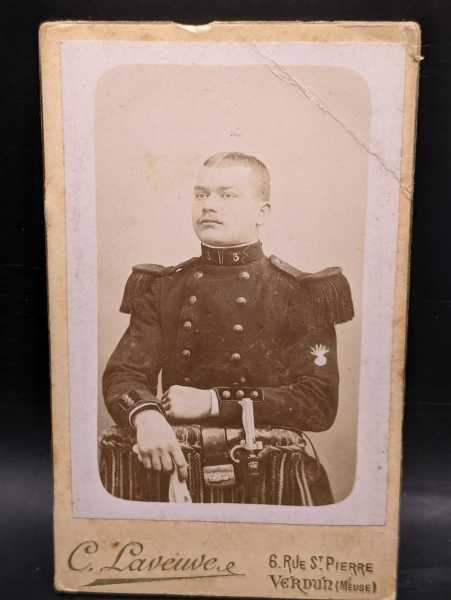 CDV um 1900 Militaria Paris Frankreich 3 Regiment Ärmelabzeichen Infanterie