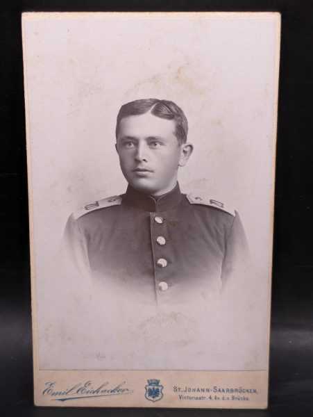 CDV um 1900 Militaria Saarbrücken Infanterie-Regiment Nr. 70 Effekten Soldat IR