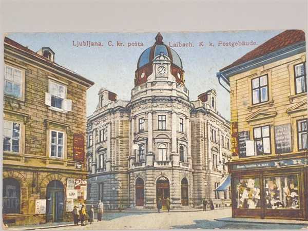 Ak Ansichtskarte Postkarte Feldpost Ljubljana Postgebäude Laibach k.u.k. Militar