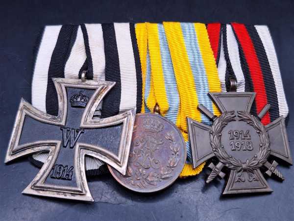 3er Ordensspange Eiserne Kreuz EK Frontkämpfer Friedrich August Medaille Orden