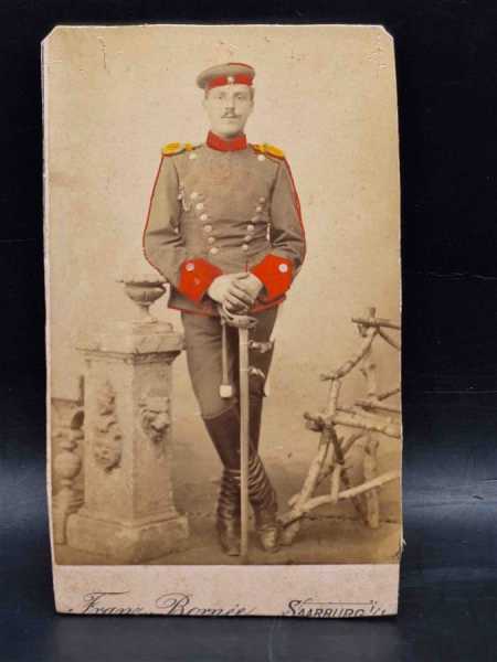 CDV um 1900 Militaria Soldat Uniform Waffenrock Saarburg Coloriert Epauletten