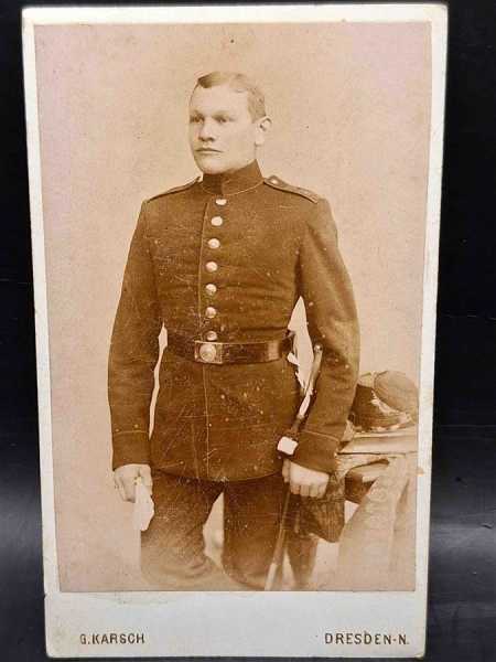 CDV um 1900 Militaria Soldat Uniform Waffenrock Regiment Prinz Georg 108 Dresden