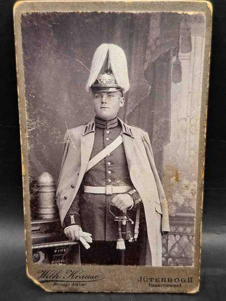 CDV um 1900 Militaria Soldat Uniform Waffenrock Pickelhaube Jüterbog Parade