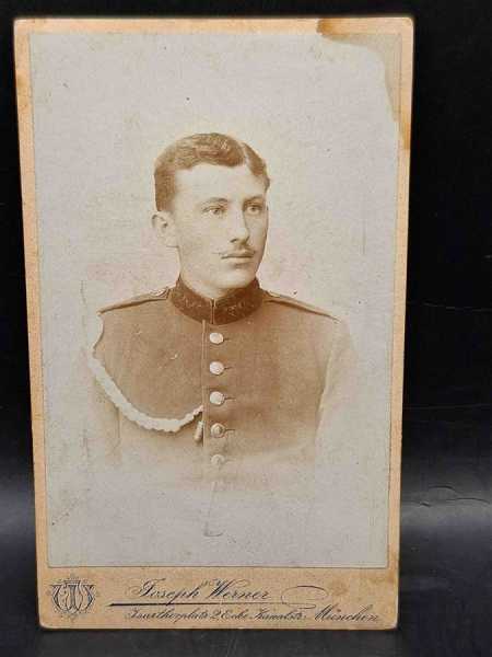 CDV um 1900 Militaria Soldat Uniform Waffenrock München Bayern Schützenschnur