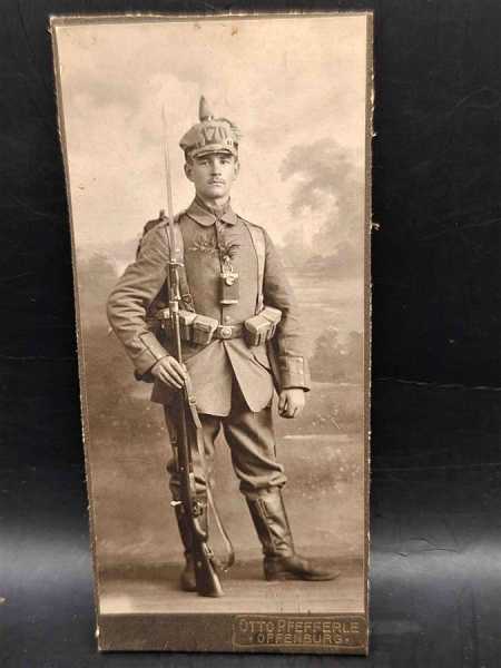 CDV um 1900 Militaria Soldat Uniform Waffenrock 170 Regiment Offenburg Gewehr