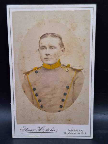 CDV um 1900 Militaria Soldat Uniform Waffenrock Hamburg Coloriert Epauletten