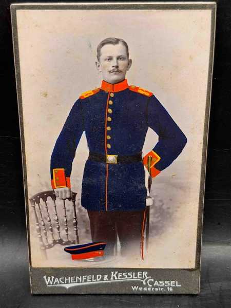 CDV um 1900 Militaria Soldat Uniform Waffenrock 83 Regiment Coloriert Cassel