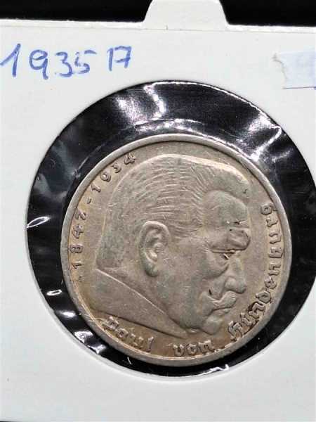 Deutsches Reich 5 Reichsmark 1935 A Silbermünze Paul von Hindenburg