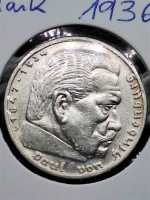 Deutsches Reich 5 Reichsmark 1936 D Silbermünze Paul von Hindenburg VZ