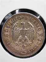 Deutsches Reich 5 Reichsmark 1936 A Silbermünze Paul von Hindenburg