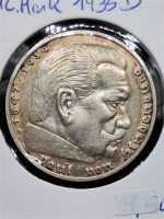 Deutsches Reich 5 Reichsmark 1935 D Silbermünze Paul von Hindenburg