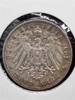 Deutsches Reich Silbermünze 1909 F Drei 3 Mark Wilhelm Würtemberg