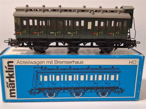 Märklin 4005 Eisenbahn H0 Abteilwagen mit Bremserhaus Personenwagen 2 Klasse OVP