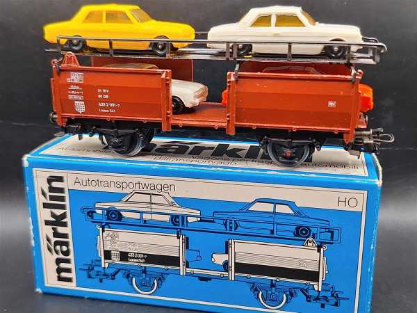 Märklin Eisenbahn Modellbau H0 4613 Autotransportwagen mit 4 Autos PKW OVP