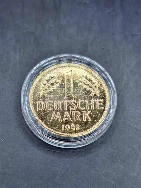 Münze mit 24 Karat Feingold veredelt / Vergoldet 1 Deutsche Mark 1962