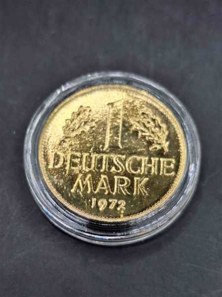 Münze mit 24 Karat Feingold veredelt / Vergoldet 1 Deutsche Mark 1972