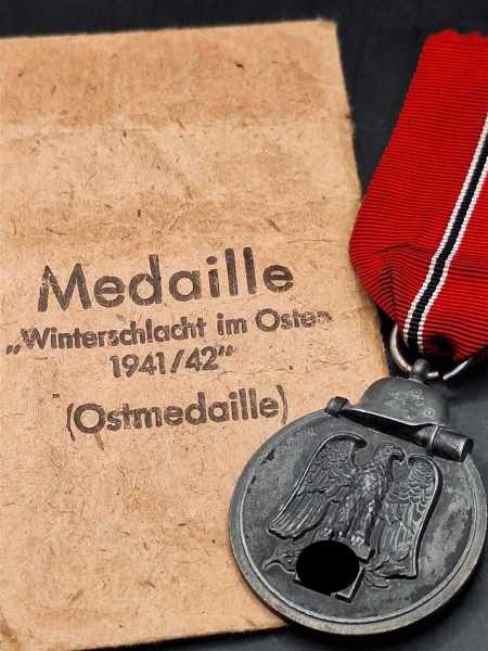 Medaille Winterschlacht im Osten 1941/42 Gefrierfleischorden Hersteller 6 Fritz Zimmermann Stuttgart Tüte