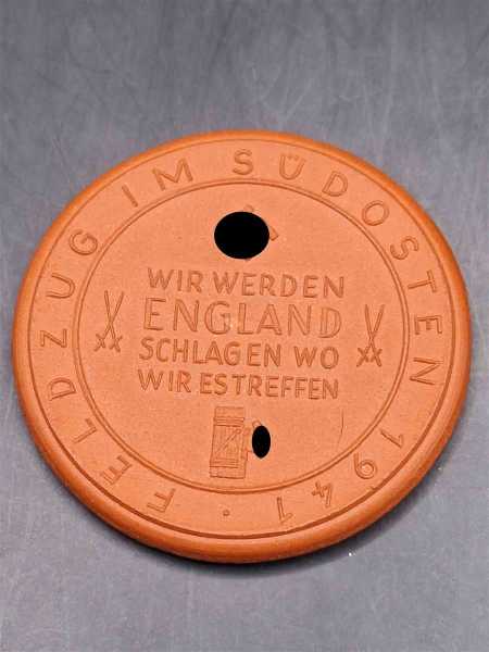 Feldzug im Südosten 1941 / Wir werden England schlagen wo wir es treffen - Meissen / Seltene Medaille! 5cm