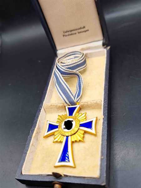 Ehrenkreuz der Deutschen Mutter Gold Stufe im Etui Hersteller Liefergemeinschaft Pforzheimer Innungen Rarität!